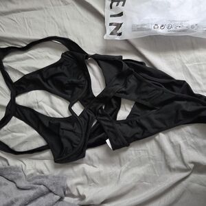 SHEIN Black Cutout Bodysuit, M.